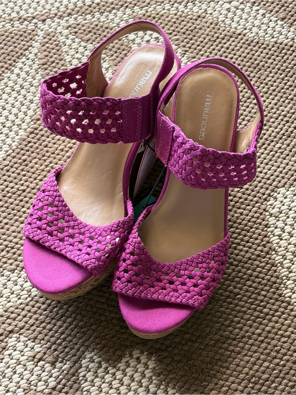Maurices Pink Woven Wedge Sandals